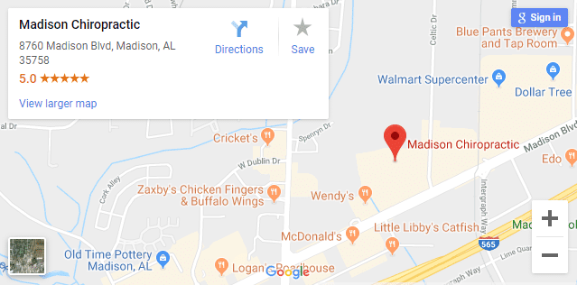 Map of Madison AL Chiropractors